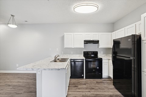 Fully-Equipped Kitchen with Black Appliances