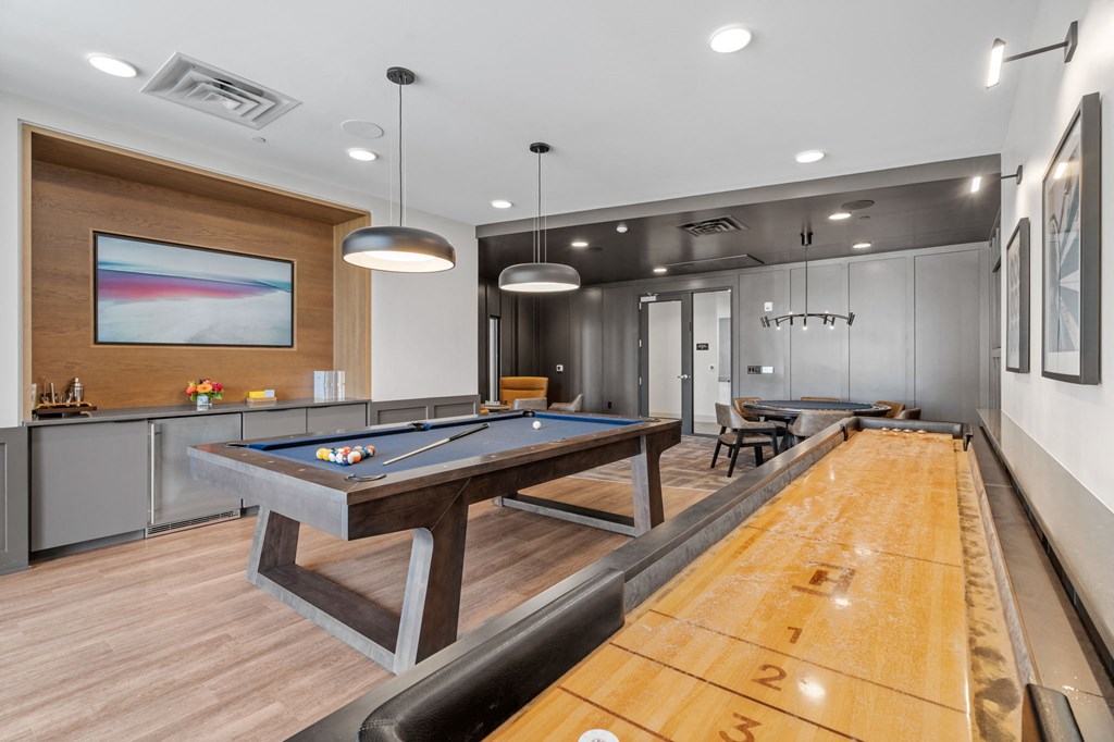 Game Room with Shuffleboard Table