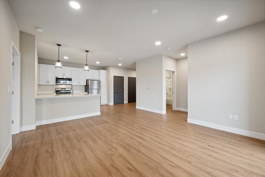 Spacious Living Area With Wood-Style Flooring