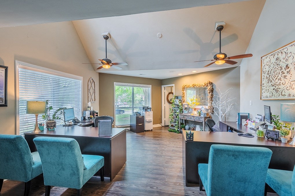 Clubhouse Office Area With Vaulted Ceilings