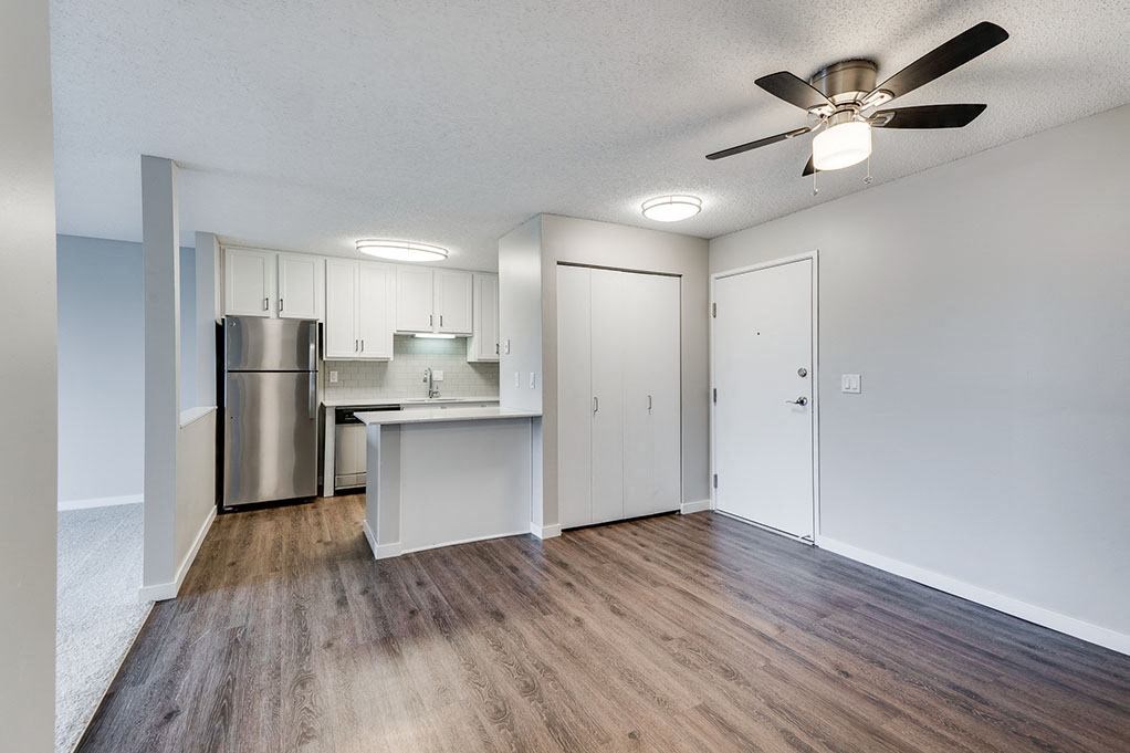 Open Concept Living with Hardwood Style Flooring