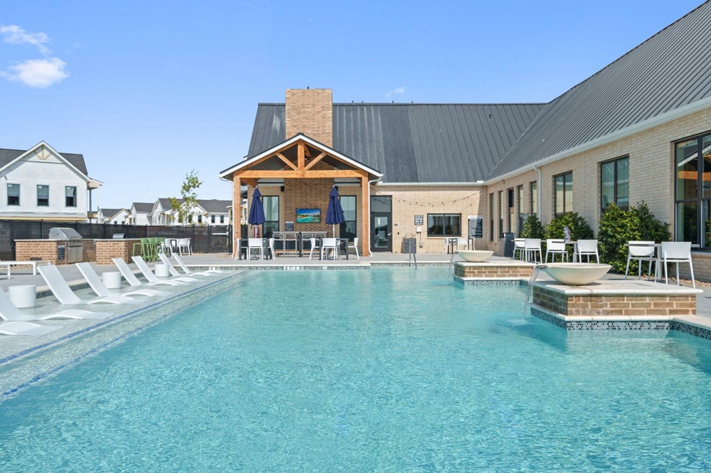 Outdoor Pool with Fountains