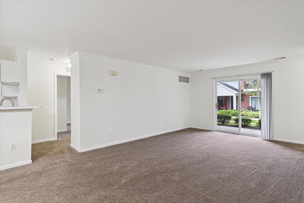 Spacious Living Area with Carpet