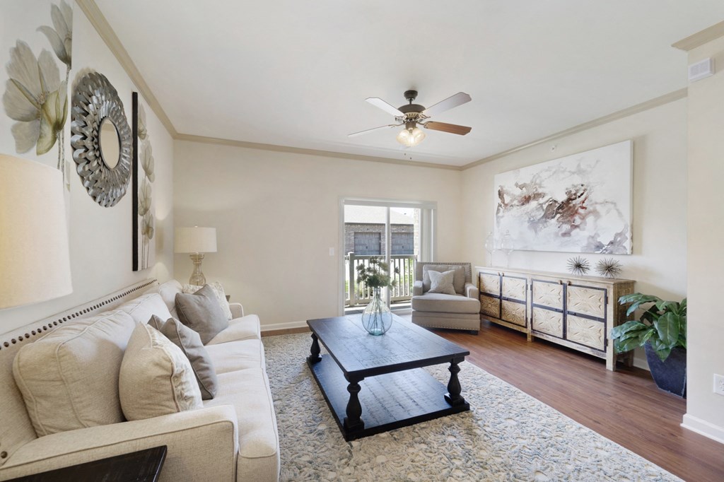 Spacious Living Area with Hardwood-Style Flooring