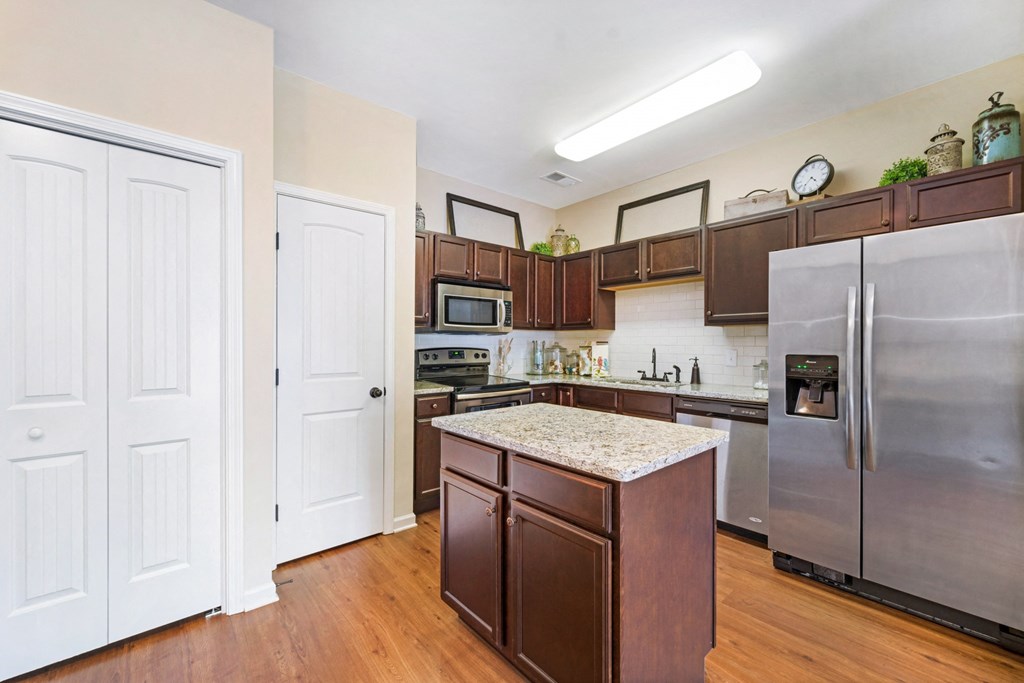 Kitchen with Granite Countertops and Stainless Steel Appliances