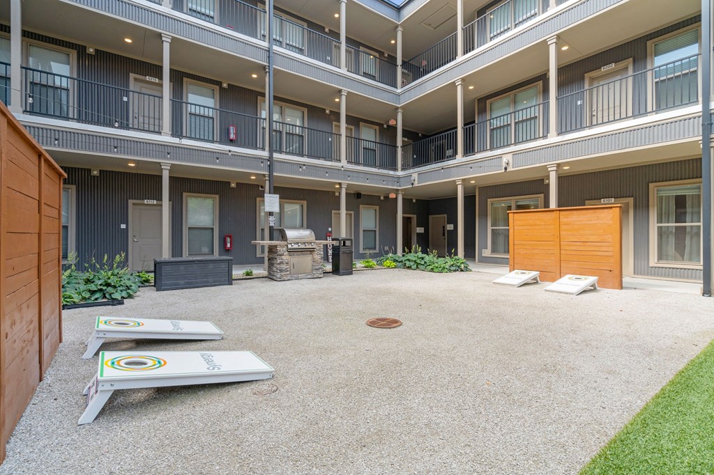 Courtyard with Cornhole Area