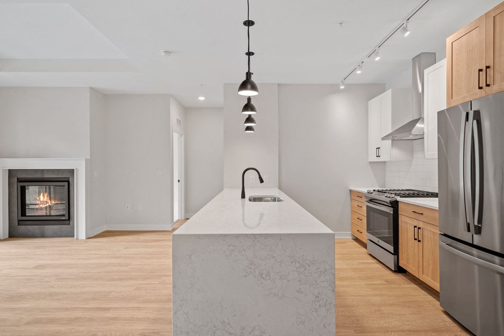 Kitchen with Waterfall-Style Island