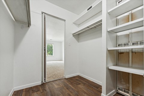Walk-In Closet With Built-In Shelving