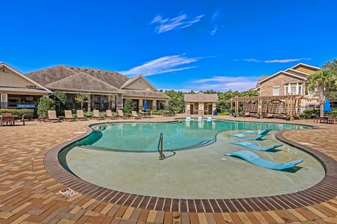 Zero-Entry Pool With Sun Loungers
