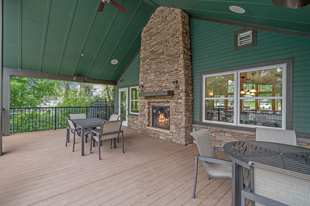 Outdoor Lounge With Fireplace