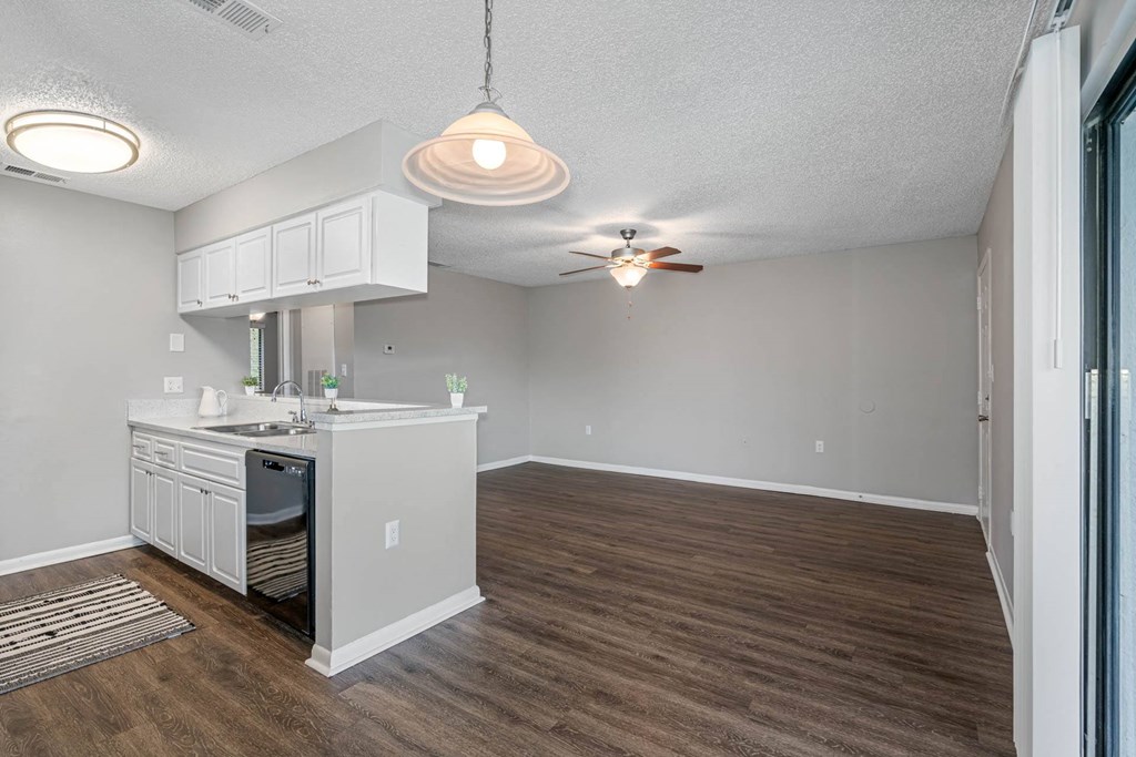 Spacious Living Area with Overhead Lighting
