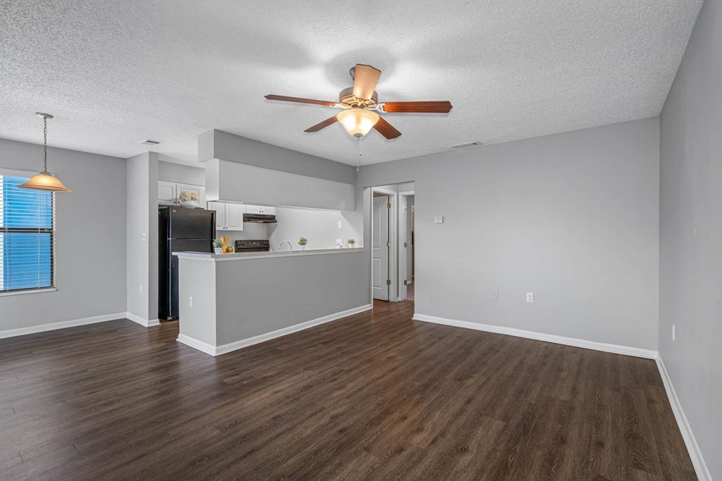 Spacious Living Area With Wood-Style Flooring