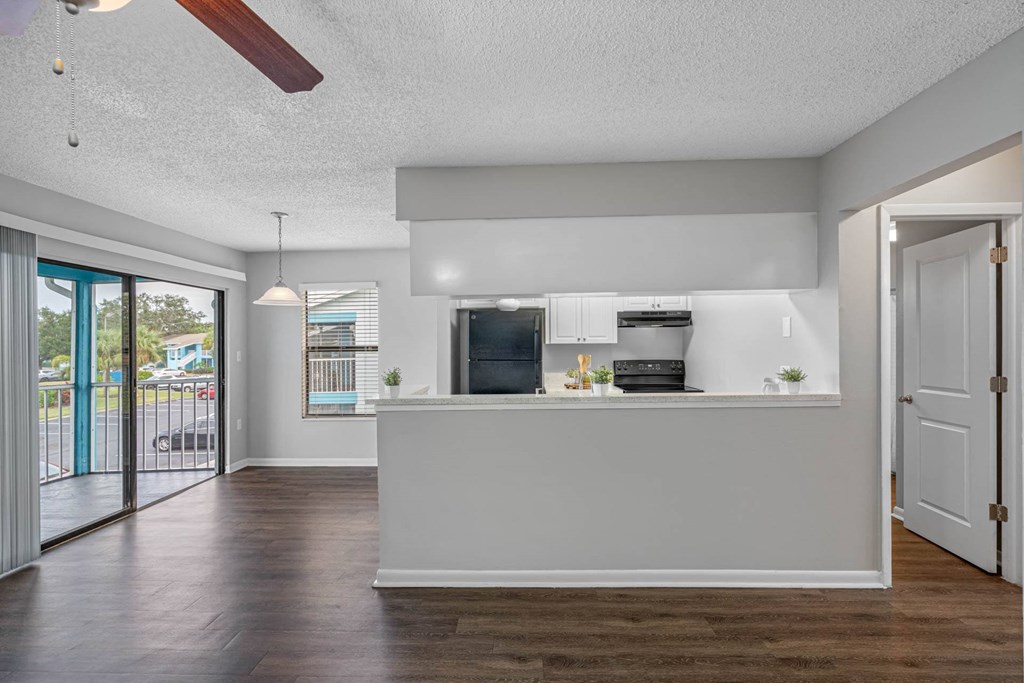 Spacious Living Area With Wood-Style Flooring
