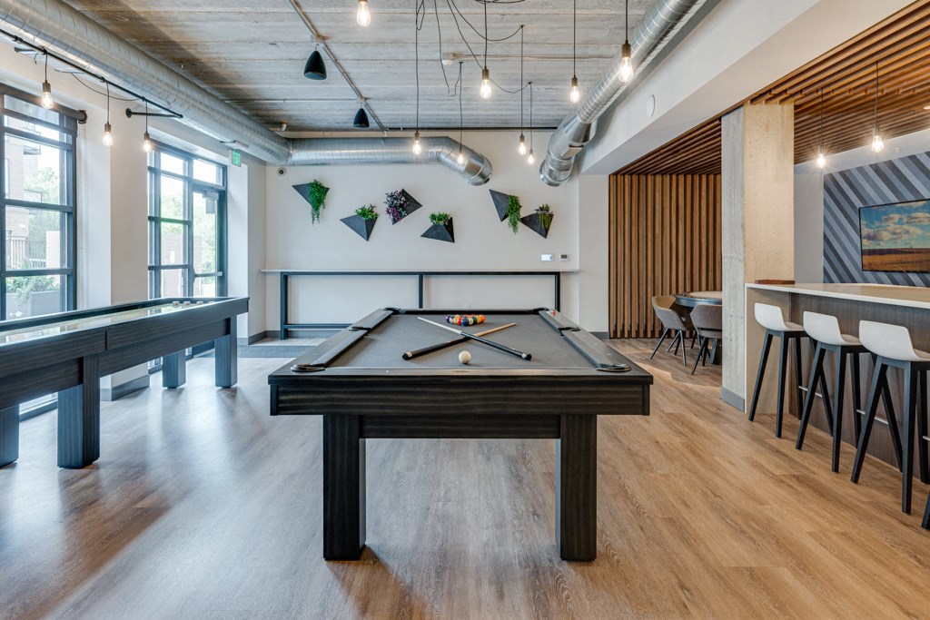 Game Room Pool Table and Shuffleboard