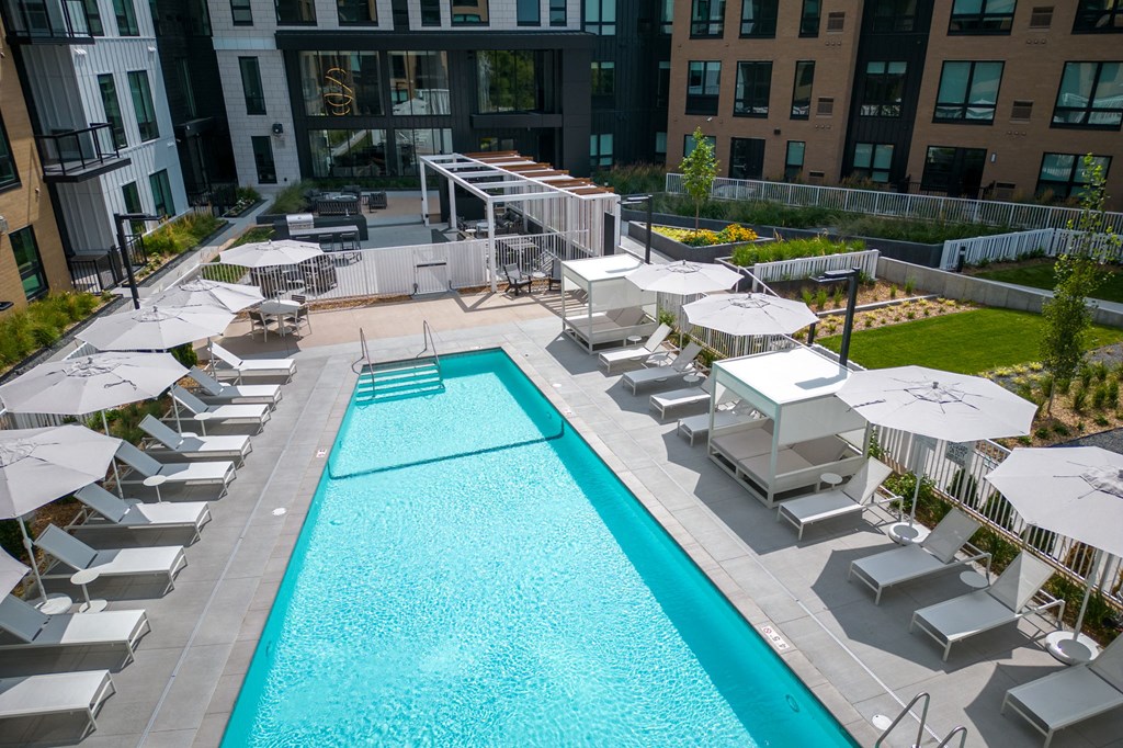 Aerial View of Pool and Courtyard