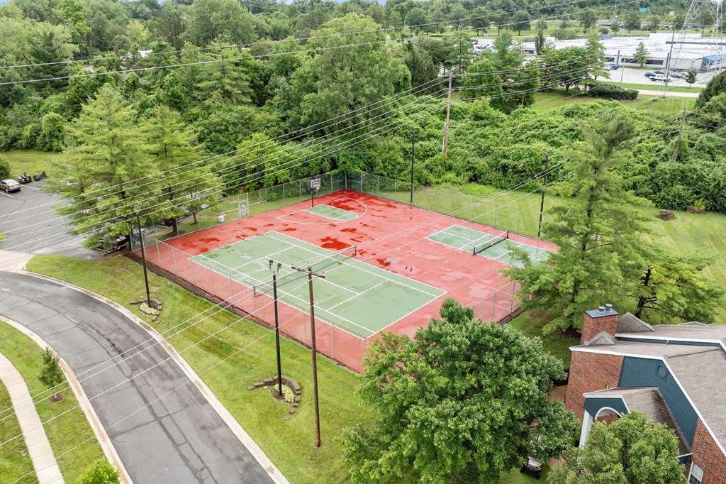 Aerial View of Tennis Court
