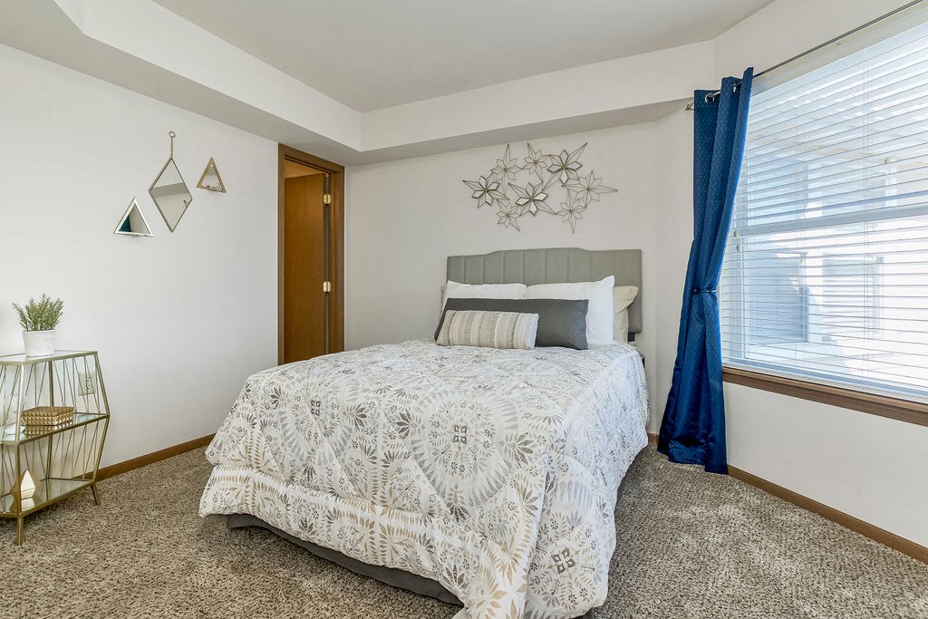 Carpeted Bedroom With Large Window