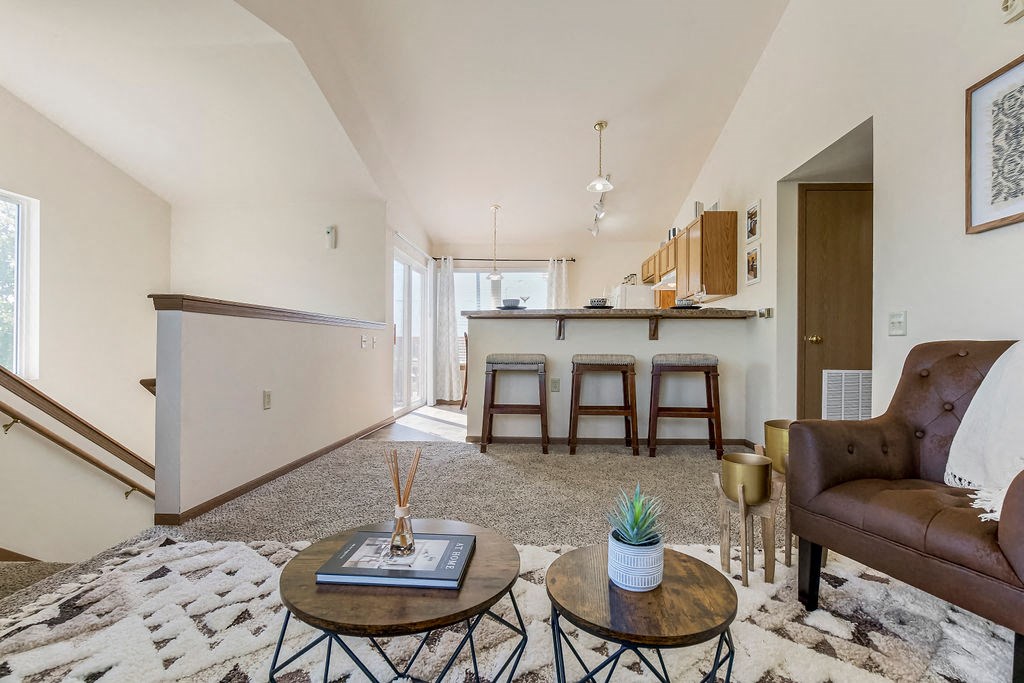 Open-Concept Living Area With Vaulted Ceilings