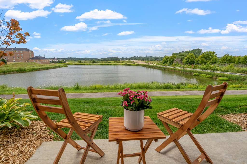 Apartment Patio Next To Community Pond