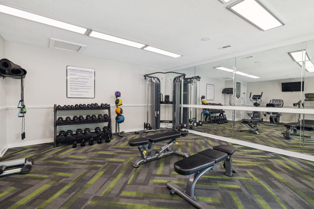 Fitness Center with Dumbbell Equipment