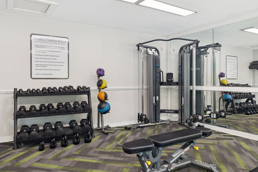 Fitness Center with Dumbbell Equipment