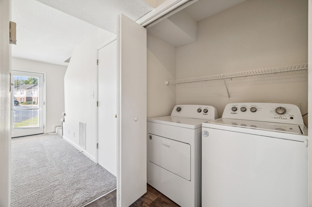 Washer and Dryer with Built In Shelving