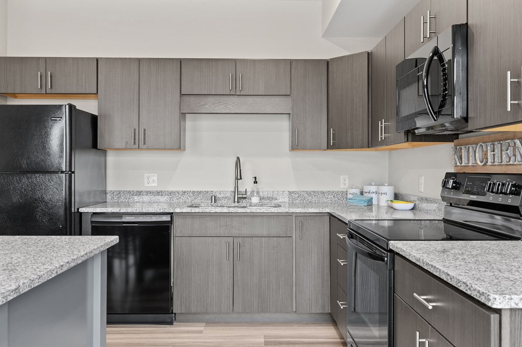 Kitchen with Dark Wood Cabinets