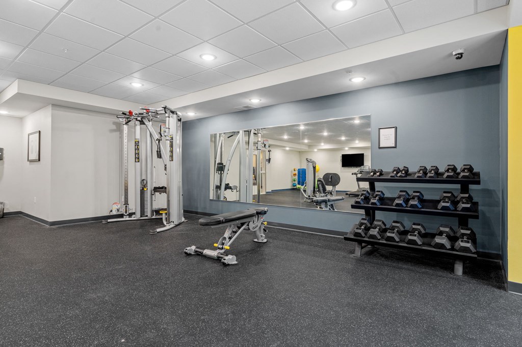 Fitness Center with Dumbbell Equipment