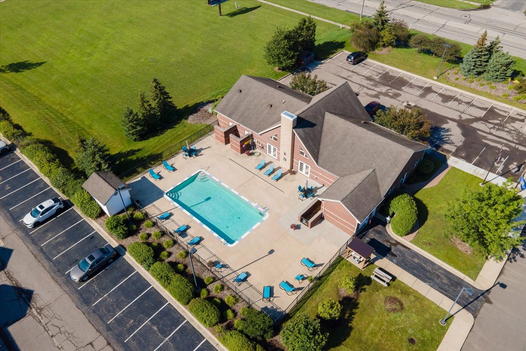Aerial View of Clubhouse and Pool