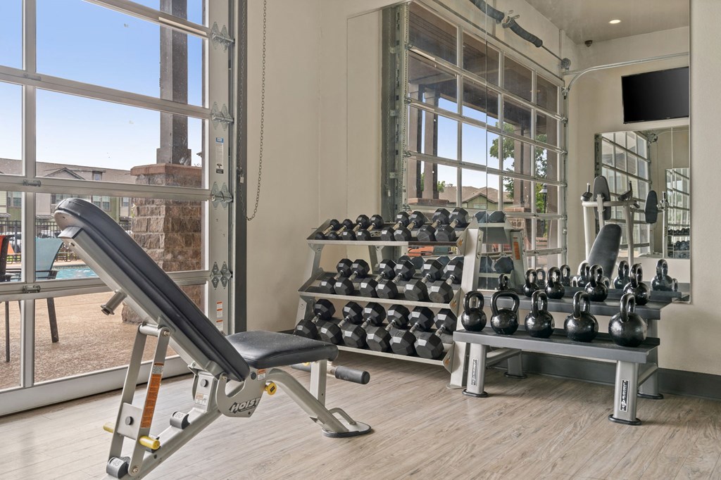 Fitness Center with Dumbbell Equipment