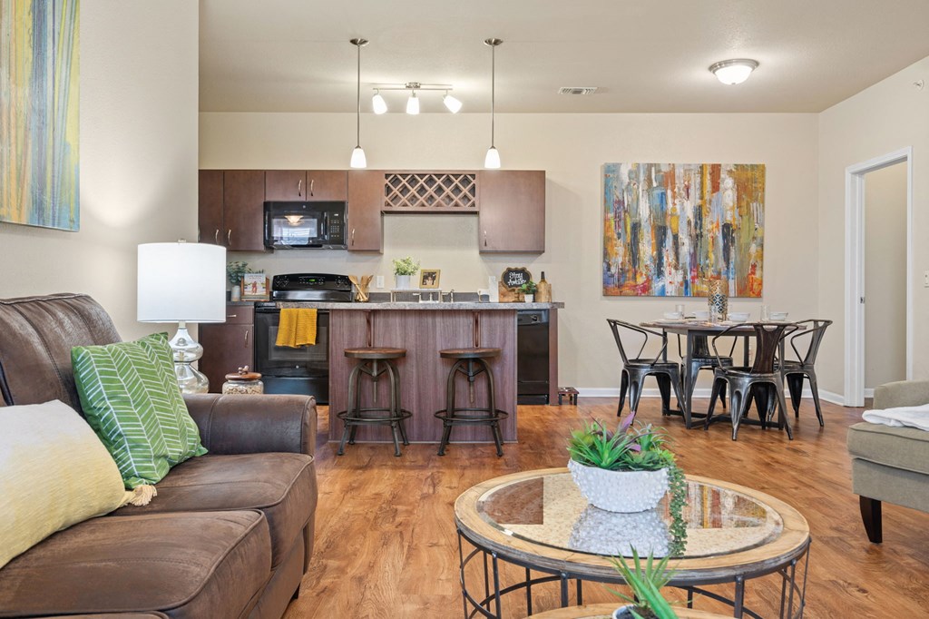 Spacious Living Area With Wood-Style Flooring
