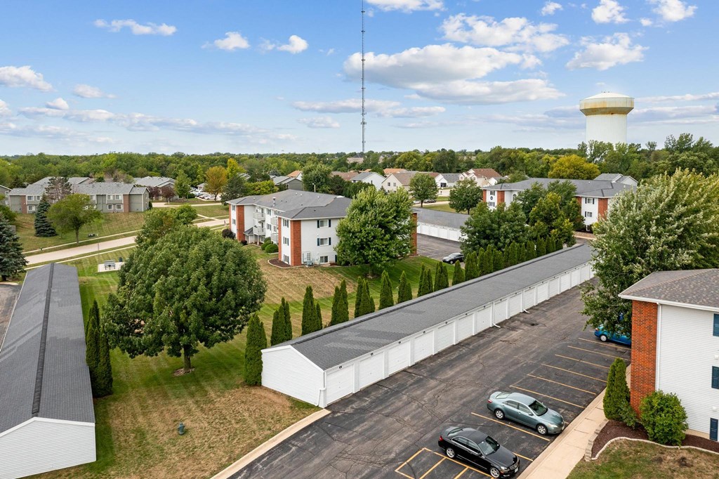Aerial View of Detached Garages