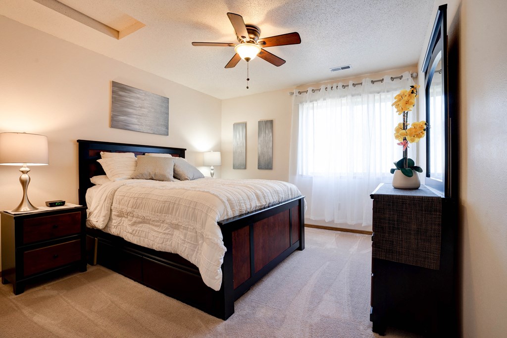 Bedroom With Large Double Windows