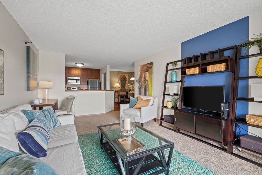 Spacious Living Area with Carpet