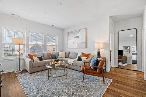 Spacious Living Area With Wood-Style Flooring