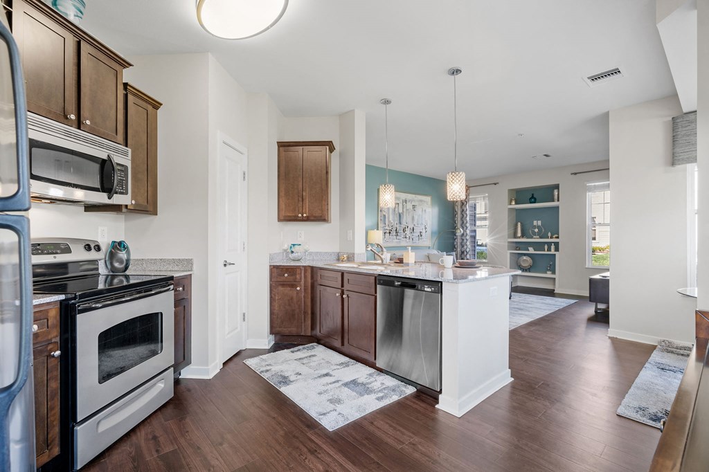 Spacious Living Area With Wood-Style Flooring