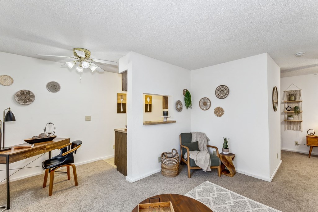 Spacious Living Area with Carpet