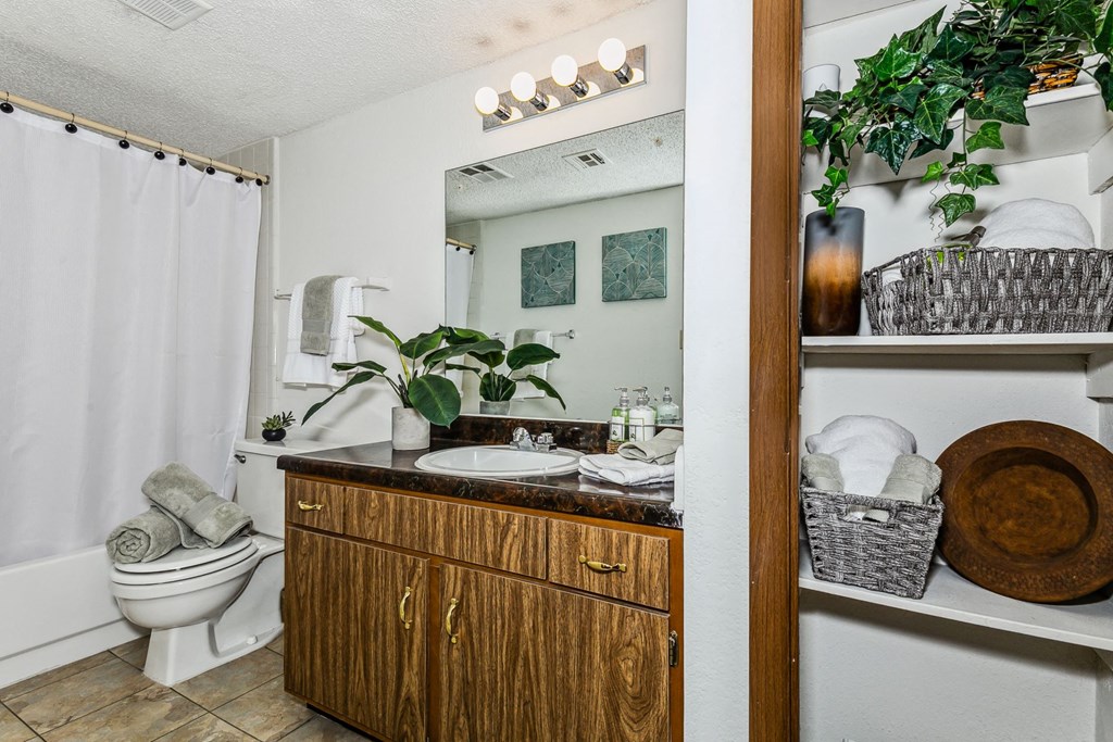 Bathroom with Wood cabinetry