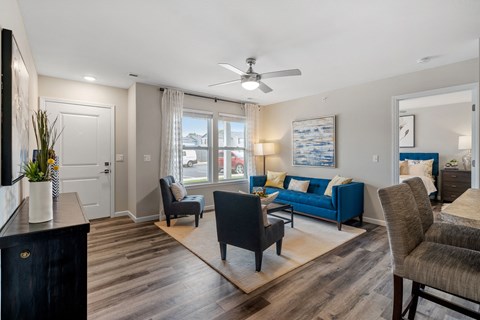 Spacious Living Area With Wood-Style Flooring