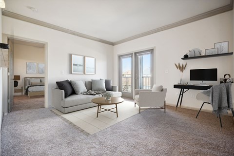 Spacious Living Area with Carpet