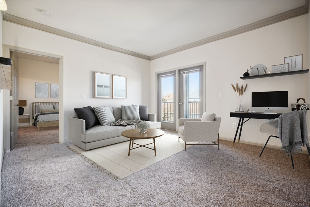Spacious Living Area with Carpet