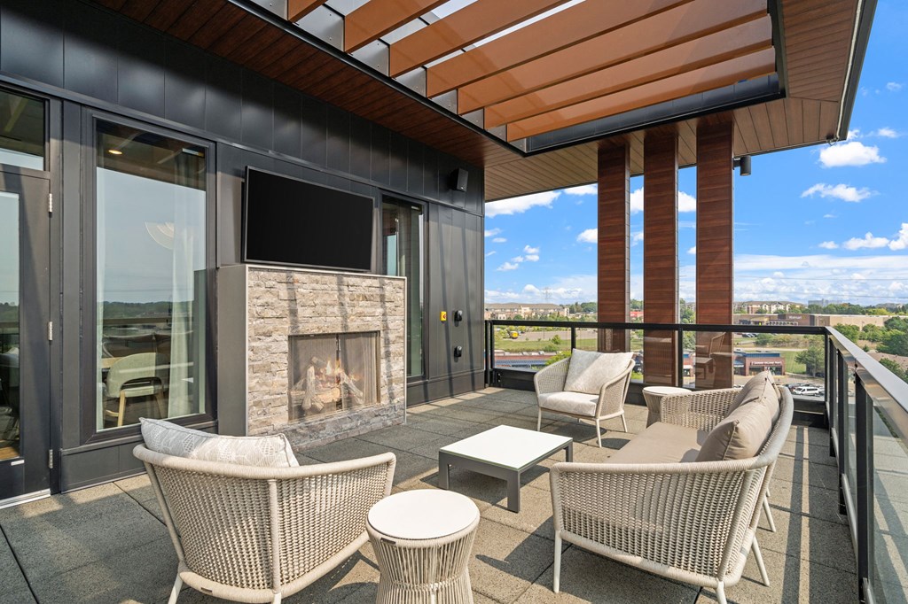 7th Floor Dining Terrace with Fireplace