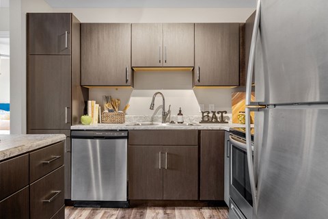 Kitchen with Dark Wood Cabinets