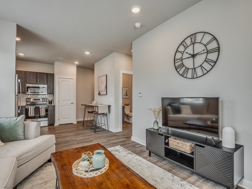 Spacious Living Area With Wood-Style Flooring