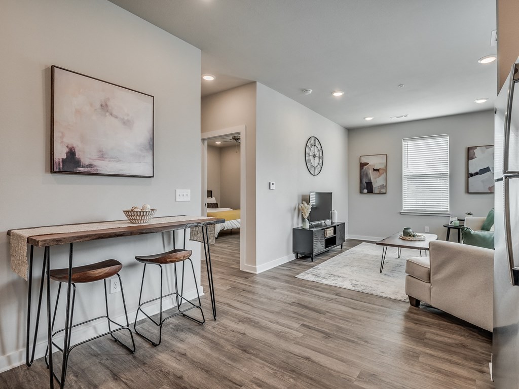 Spacious Living Area With Wood-Style Flooring