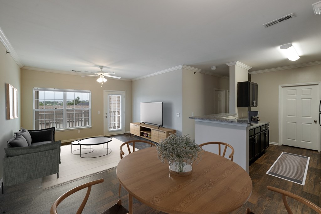 Spacious Living Area With Wood-Style Flooring