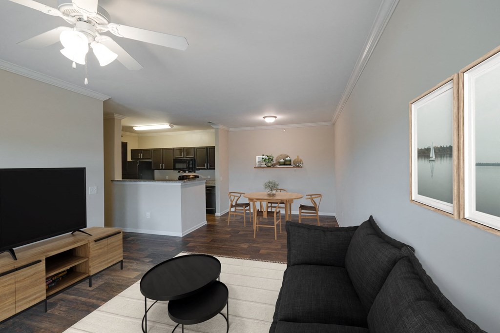 Living Room with Ceiling Fan