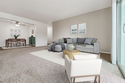 Spacious Living Area with Carpet