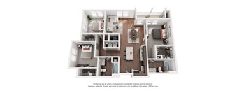 a 1 bedroom floorplan is shown in this rendering