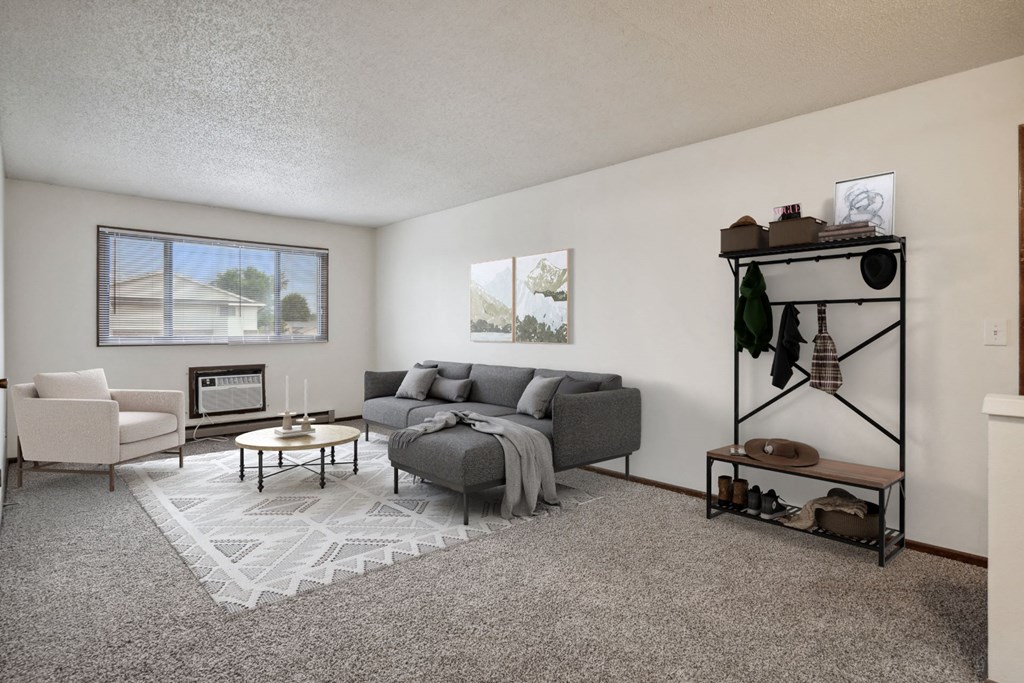 Spacious Living Area with Carpet